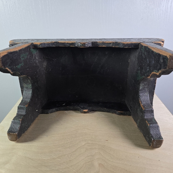 Rustic Black and Brown Wooden Stool - Picture 6 of 10